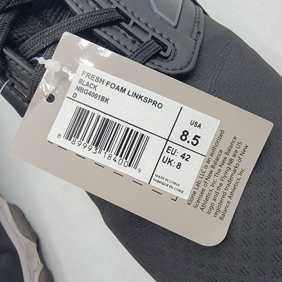 New Balance Fresh Foam Links Pro Mens 8.5 Black Golf Shoes Outdoors NBG4001BK main image 8